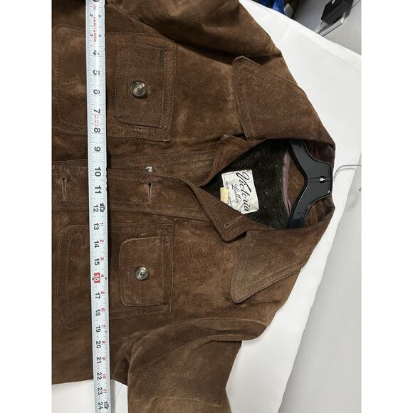 Victoria Leather Heavy Suede Nubuck Trucker Jacket Brown Western Cowboy Canada - Picture 6 of 11